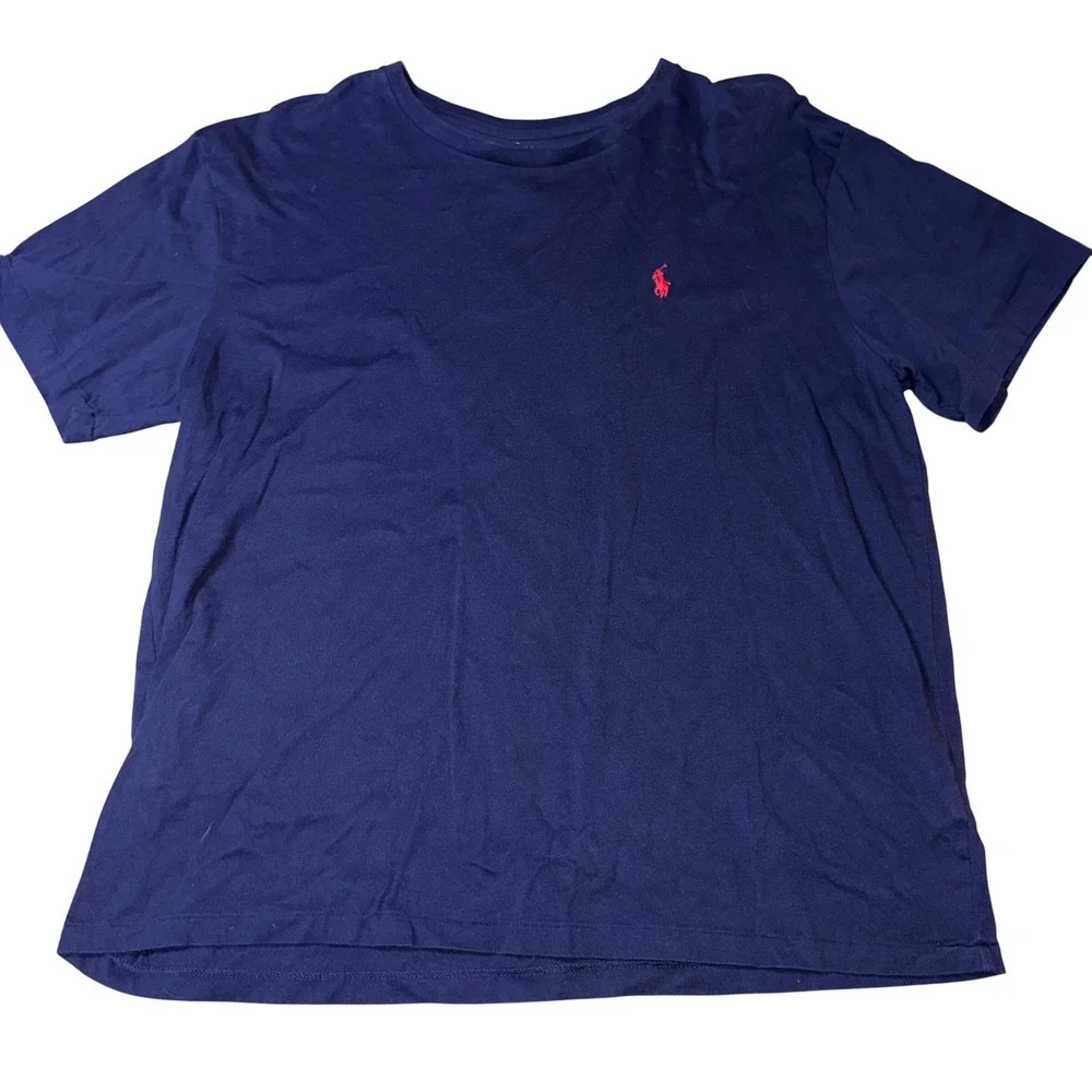 Polo‎ Ralph Lauren T-Shirt XL Navy Blue Red Pony Logo Short Sleeve Crewneck